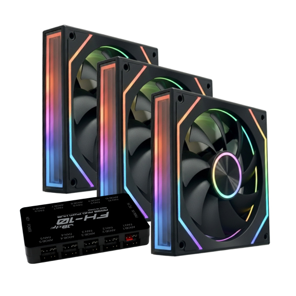 JBCNC X120 PRO 인피니티 ARGB PWM 리버스 [컨트롤러/3팩, 블랙]