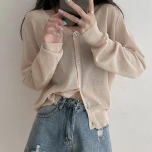 오노마 ONM 여름철 햇빛차단 여자 브이넥 긴팔 시스루 니트가디건 33427746