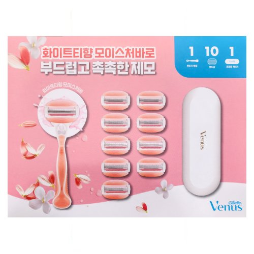 질레트 비너스 컴포트 글라이드 화이트 티 (면도기1개+날9개)