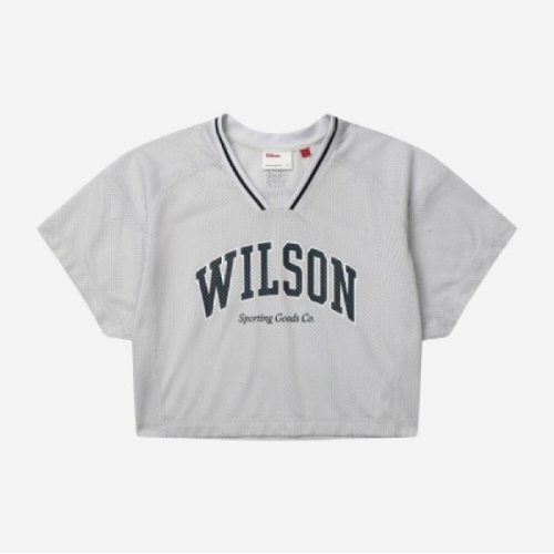 윌슨 반팔티 LQC W251002NTS40-LGR 크롭 메쉬 브이넥 티셔츠 W