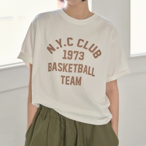 나무그림 더 더 여성 레터링 루즈핏 반팔 티셔츠 NCO8TS008 1973T_이미지