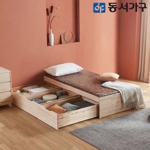 동서가구 유주얼 편백나무 빅 서랍형 흙침대 S (황토숯)_이미지