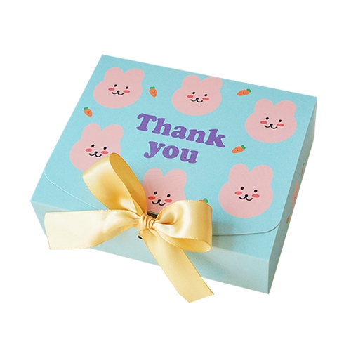 도나앤데코 직사각 선물 포장 상자 소 5p + 리본 5p 래빗 블루 1세트_이미지