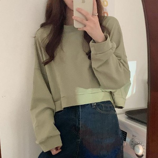 더블디 크롭디자인 데일리 라운드넥 맨투맨 티셔츠 LK-T014 18654849A_이미지