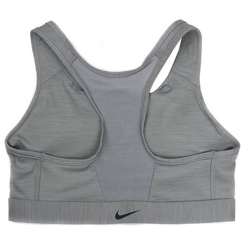 나이키 스우시 미디엄 서포트 패드 지퍼 프런트 스포츠 브라 DD1206 (073, 그레이)_이미지