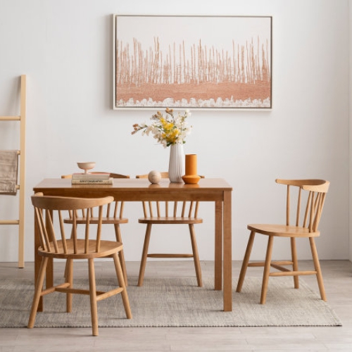 리바트 뉴시나몬 원목 식탁 1200 (원목의자4개)_이미지