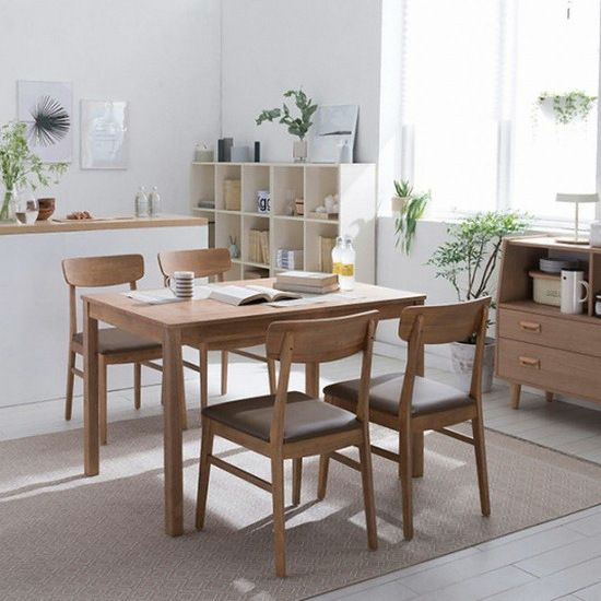 리바트 뉴시나몬 원목 식탁 1200 (원목의자4개)