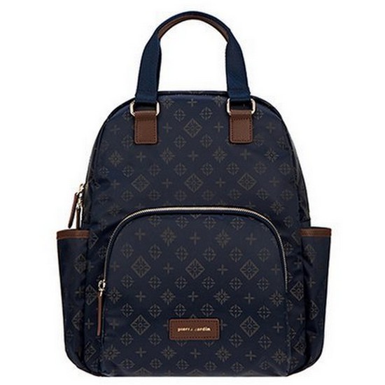 피에르가르뎅 가벼운 패턴로고 원단 +소가죽 배색 토트 백팩 01J1280V8N_이미지