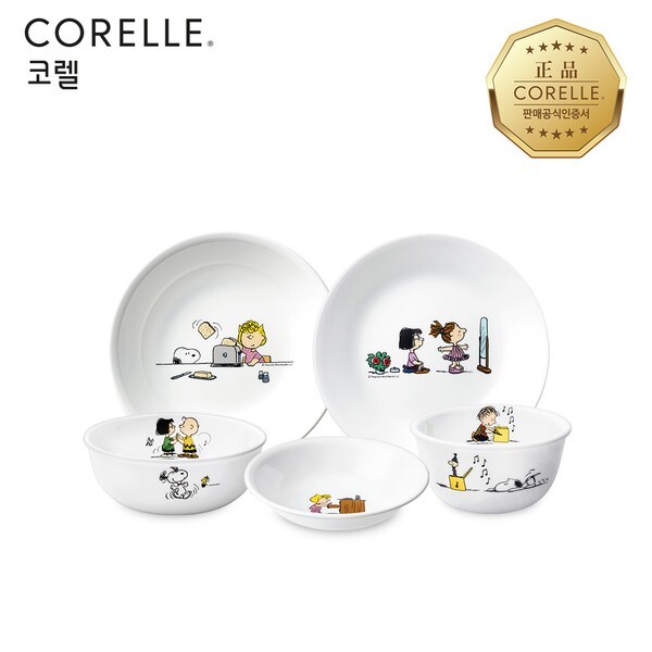 코렐 스누피더홈 1인 한국형 원형 찬기 홈세트 5P_이미지