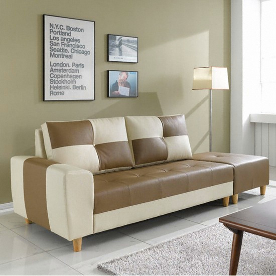 아로미가구 엘라스틱 A타입 천연라텍스탑 가죽소파 3인용 (스툴포함)