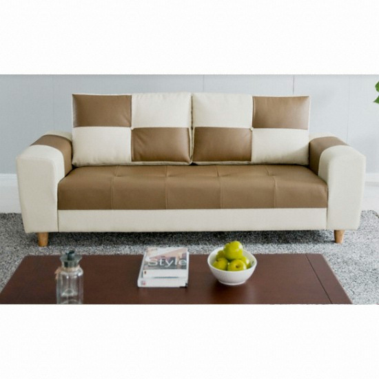 아로미가구 엘라스틱 A타입 천연라텍스탑 가죽소파 3인용 (스툴포함)_이미지