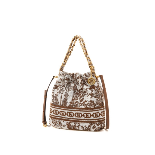 HIBA5F681W2_여성 브라운 시그니처 H 뜨왈 자카드 체인 호보 숄더백S