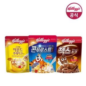 켈로그 시리얼3종 오곡첵스초코340g+콘푸로스트300g+아몬드푸레이크300g 1개_이미지
