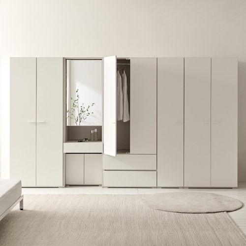 나무뜰 디움 키큰 수납 화장대 모듈 PUR PET 옷장세트 3400_이미지