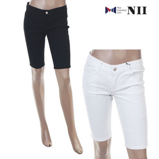 세정 니(NII) 여성 데미지 데님 라이크 스키니 반바지 NNYDSRM5021