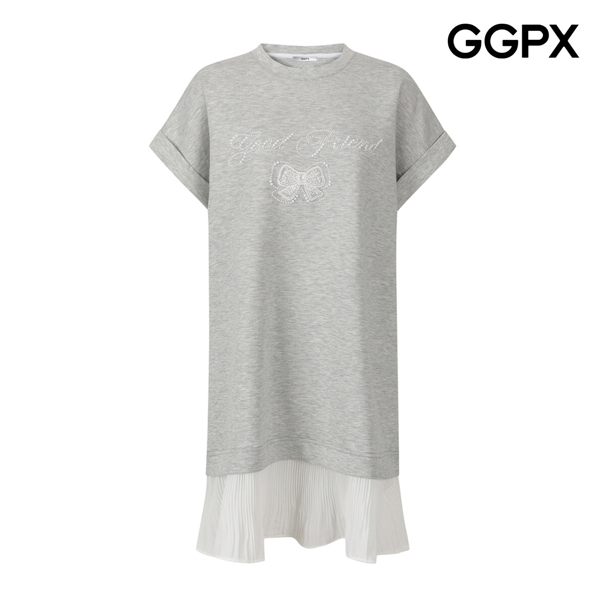  GGPX 진주 리본 배색 플리치 원피스 GQ6OP006F