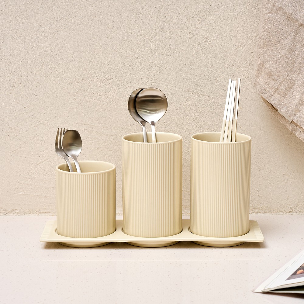 엠에이치앤코 모던하우스 라인 3구 수저통 받침포함 아이보리