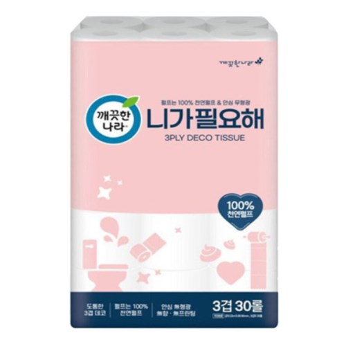 깨끗한나라 니가 필요해 22m (30롤) (6팩)_이미지