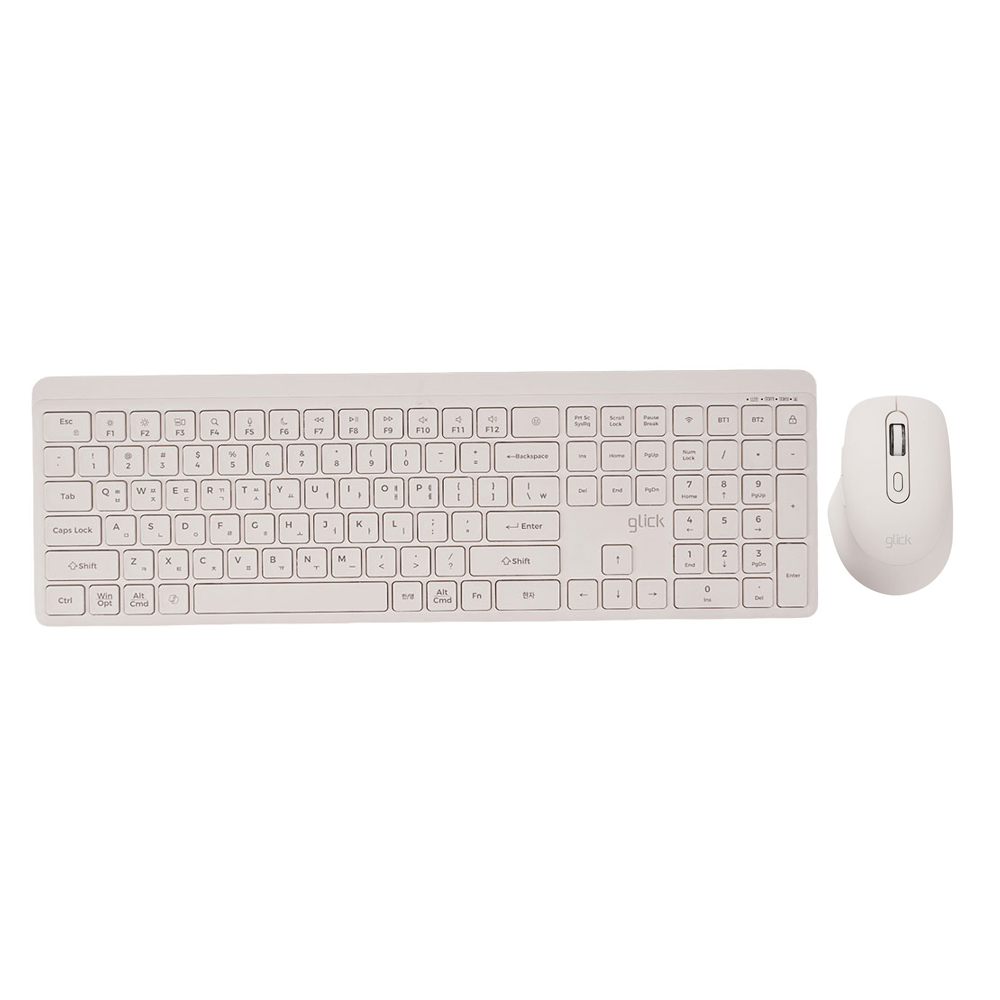 지클릭커 오피스프로 WMK1100 무선 키보드 마우스 세트 (크림 화이트)_이미지