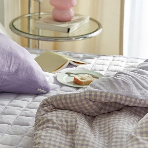 데코뷰 따뜻한 스윗 바이올렛 멜란체크 극세사 차렵이불세트 (퀸 Q)