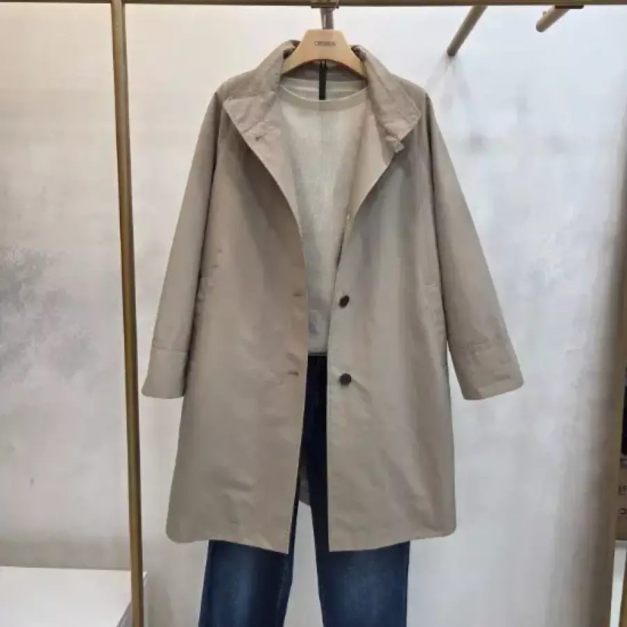 크레송 하이넥 트렌치 코트 NFCJYA01A_DG_DG