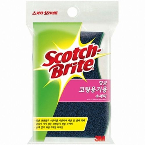3M 스카치브라이트 항균 코팅용기용 수세미 (3개)_이미지