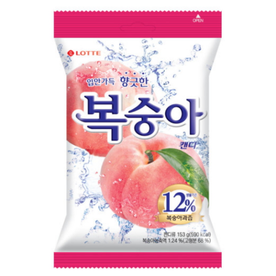 롯데웰푸드 복숭아캔디 153g이미지입니다. 누르면 해당 게시물로 새창이동합니다.