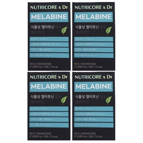 뉴트리코어 식물성 멜라토닌 함유 멜라바인 900mg 30정 (4개)