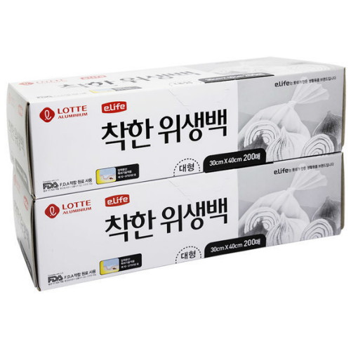 롯데알미늄 롯데이라이프 ㅤ착한 위생팩 30x40cm (대) 200매 (2개(400매))_이미지