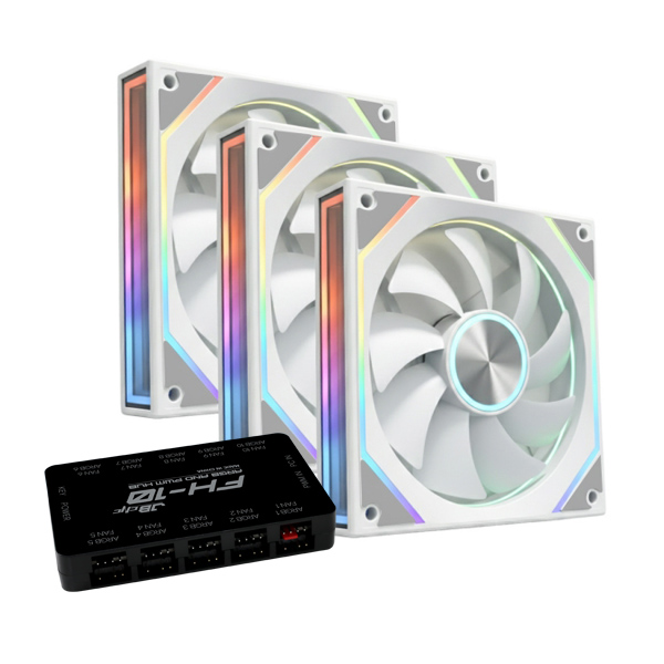 JBCNC X120 PRO 인피니티 ARGB PWM 리버스 [컨트롤러/3팩, 화이트]