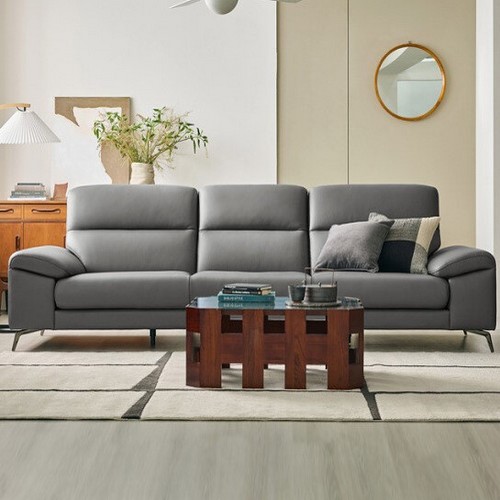 드로우 슈렁큰 천연가죽 소파 4인용