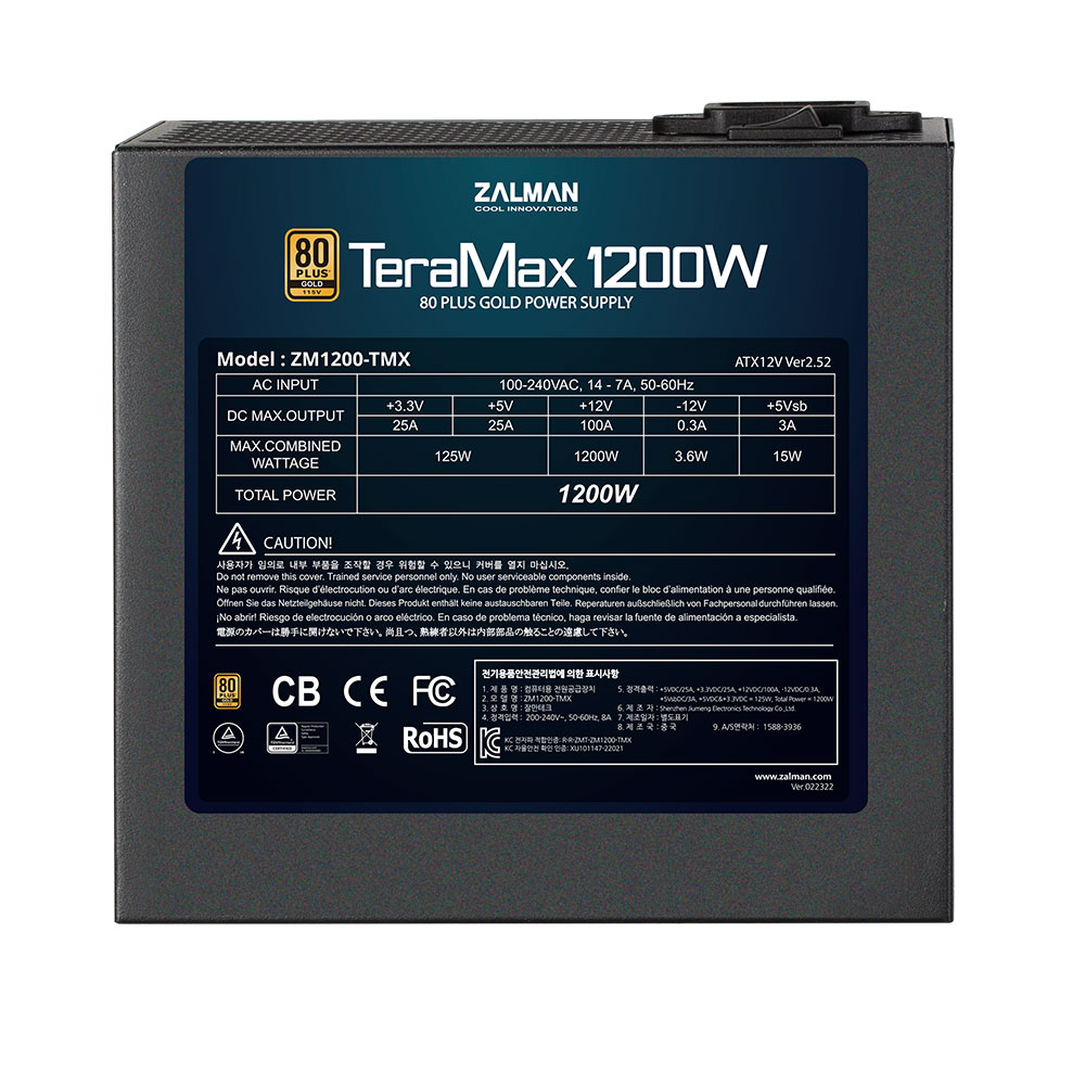 잘만 TeraMax 1200W 80PLUS골드 풀모듈러_이미지