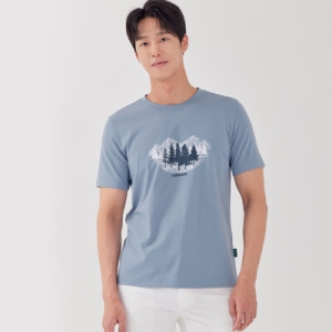 지센 남성 앞판 그래픽 라운드 반팔 티셔츠 MCTSP345_BL
