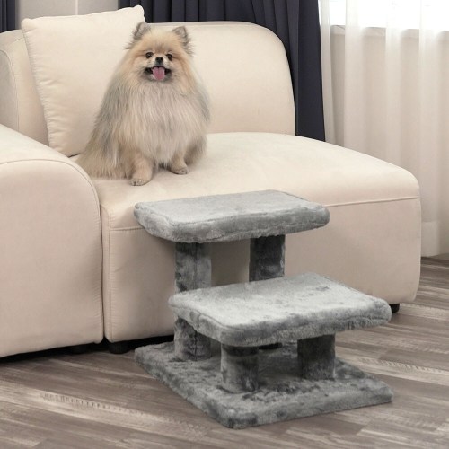 펫토리아 한탭뚝딱 플러시 강아지계단 사각 그레이_이미지