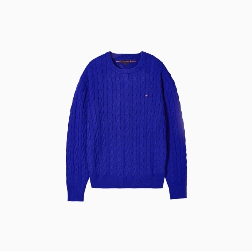 타미힐피거 남성 클래식 코튼 케이블 스웨터_T12F7KPO100MT1D03_이미지