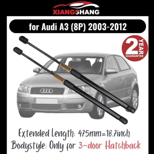 아우디 A3 8P 3도어 해치백 2003-2012용 리어 테일게이트 댐퍼 2개 475mm 스프링 포함 트렁크 부트 가스_이미지