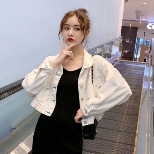 알티피아 스티치 세미 크롭 데님 자켓 HH-B57 W733B0D_이미지