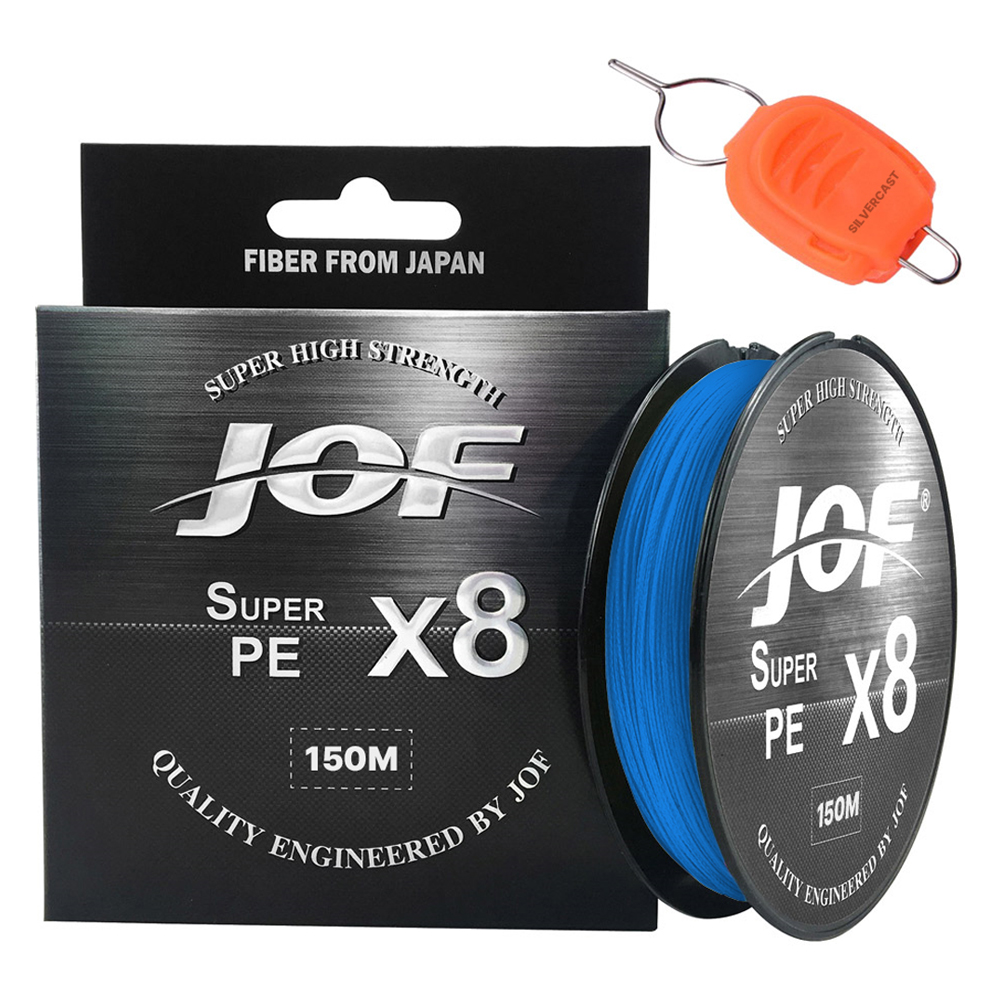 JOF 슈퍼PE 8합사 낚시줄 150m + 실버캐스트 라인 스토퍼 세트 블루