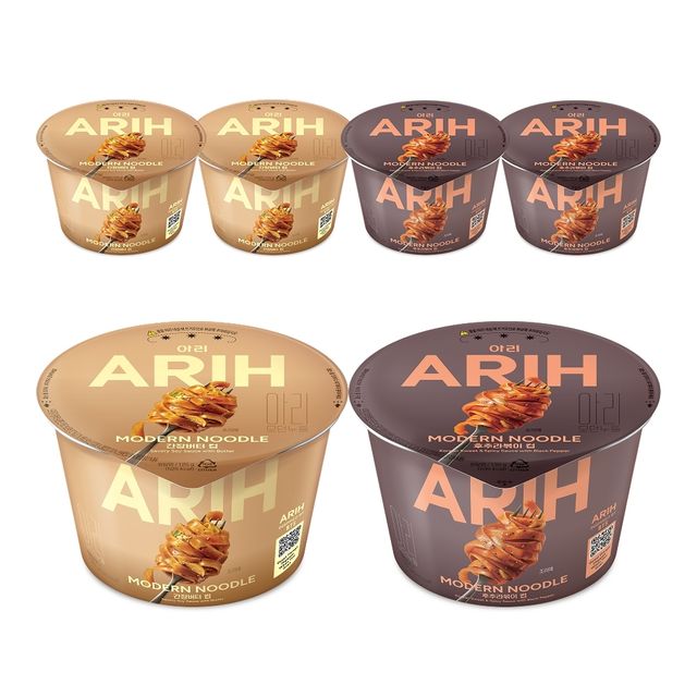 팔도 아리 모던누들 간장버터 컵 125g 3개 + 아리 모던누들 후추라볶이 컵 130g 3개_이미지