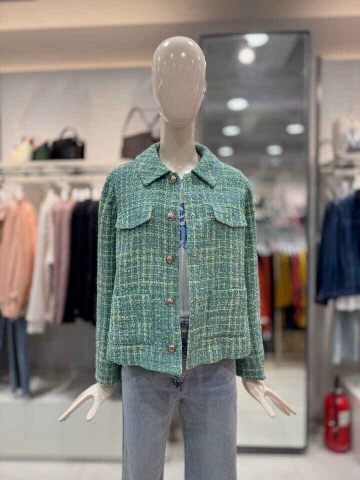 패션그룹형지 크로커다일레이디 스탠카라 트위드 자켓 CLFSJK101_DG