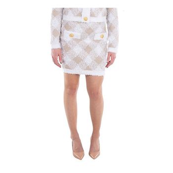 발망 우먼 체크 패턴 Ribbed Hem 미니 스커트 Brand Size 36 Size 4 DF0LB015KH66베이지 249