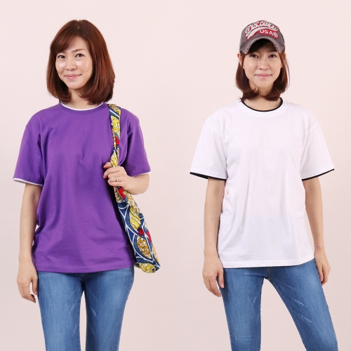 아이우먼 기본반팔이중배색티 PC4426M103 빅사이즈 트렌디 감성의 스마트한 쇼핑공간_이미지