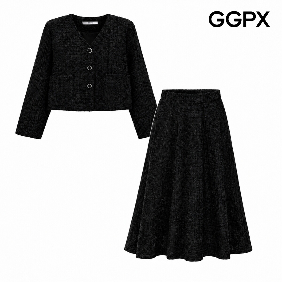 GGPX 노카라 쓰리 버튼 트위드 셋업 GQ9ST001F