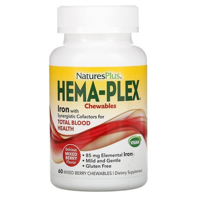 네이처스플러스 Hema-Plex 철분 츄어블 믹스 베리 맛 츄어블 60캡슐 (6개)