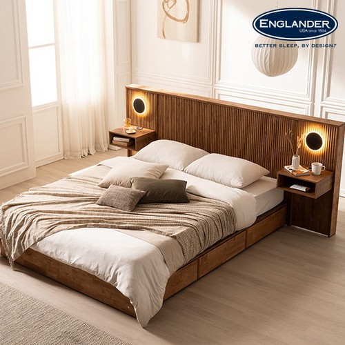 잉글랜더 메종 템바보드 원목 호텔 수납 침대 Q (매트별도)_이미지