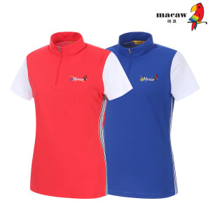 배색 집업 반팔 티셔츠 MLW2TH03