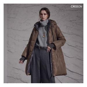 크레송 여성 롱 퀼팅 후드 다운점퍼 C234B803A (04, 베이지)_이미지