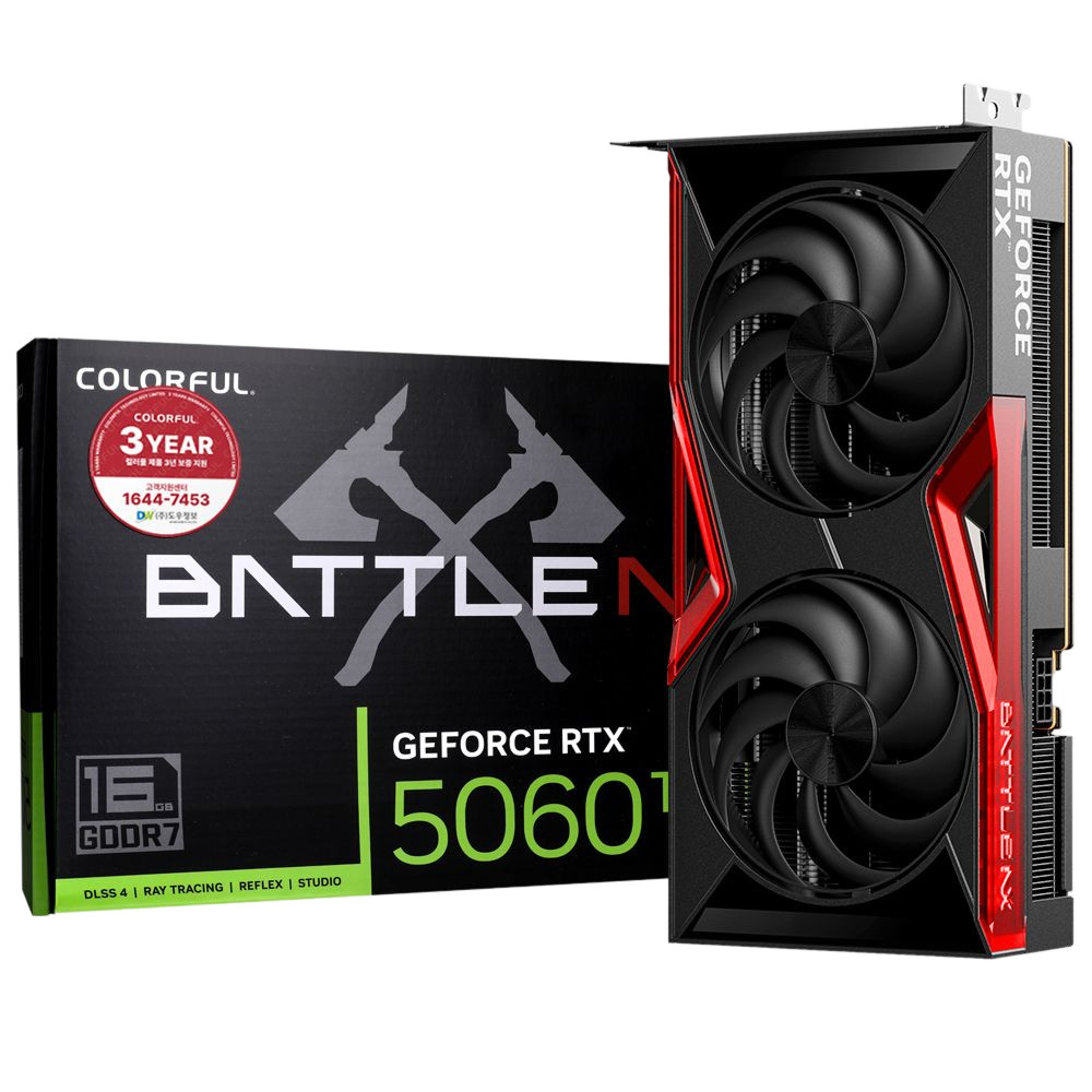 COLORFUL 지포스 RTX 5060 Ti BATTLE AX DUO D7 16GB 도우정보