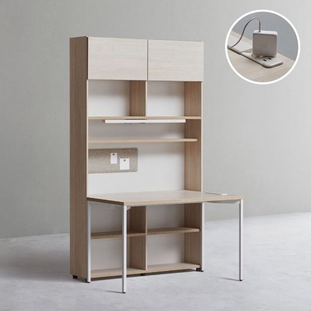 데스커 6단 콘센트형 책상세트+조명+도어