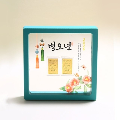 골드퀸즈 24K 순금 병오년 새해 액자 기프트 특별 선물_0.05g (2개)_이미지